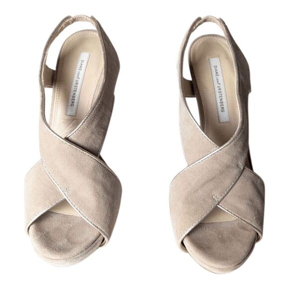 DIANE VON FURSTENBERG Julia Suede Platform Heels Size 7.5 - Picture 4 of 8